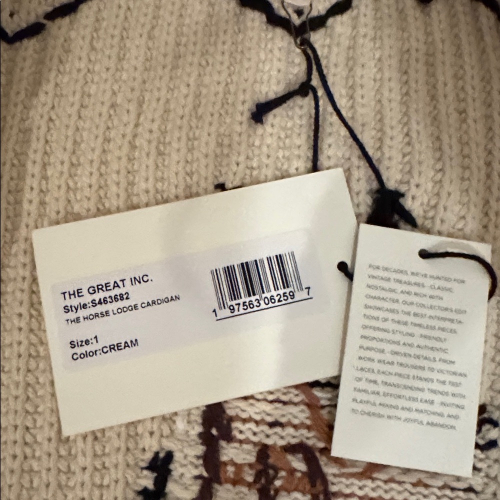 The Great. NWT The Horse Lodge Cardigan Open cardigan with horse motif - Picture 6 of 12